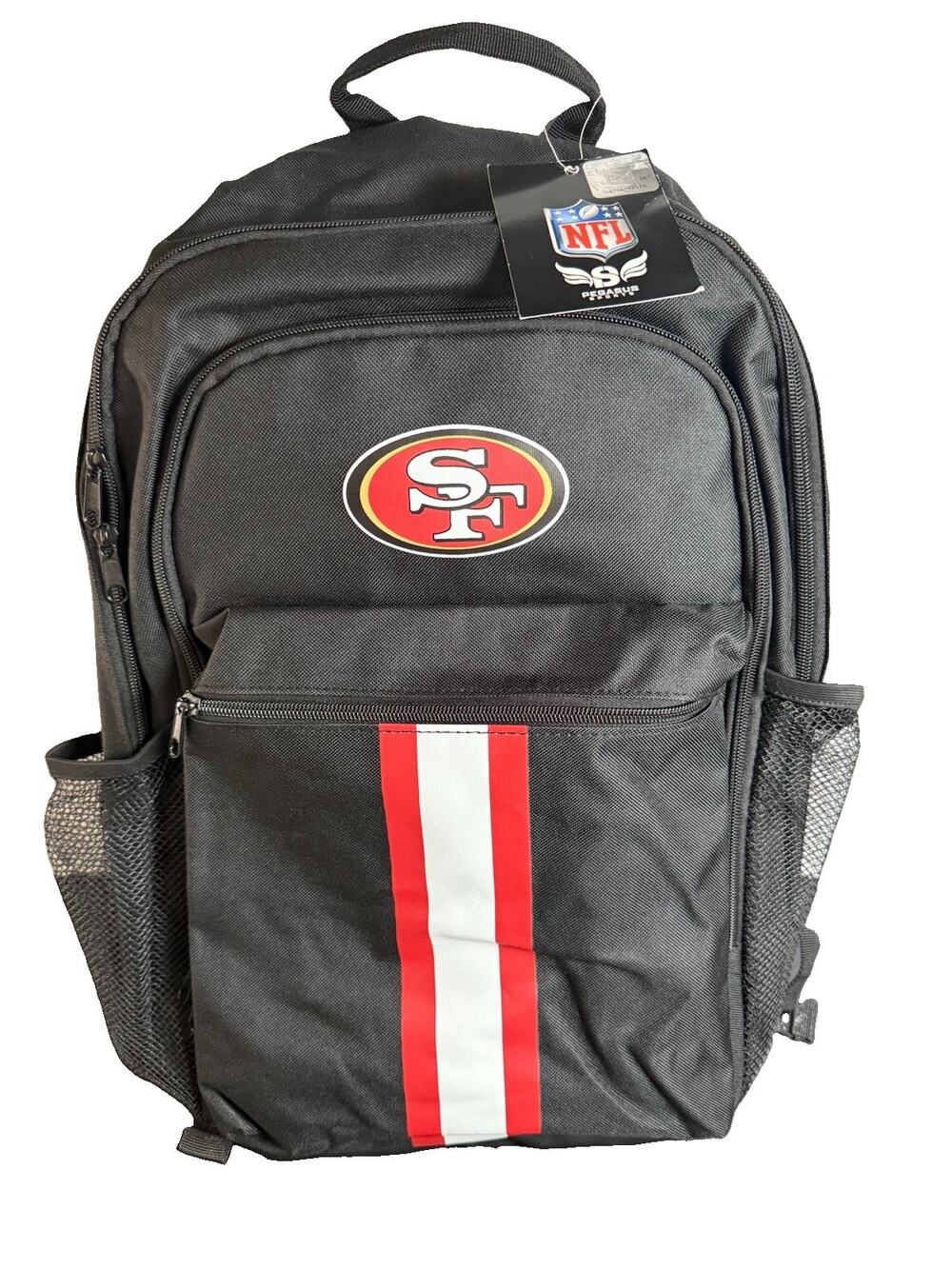 NFL San Francisco 49ers "Action" Stripe Backpack Black/Red/White NWT *blemish*